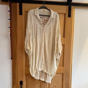 Free People Cream Tunic with Lace Detail